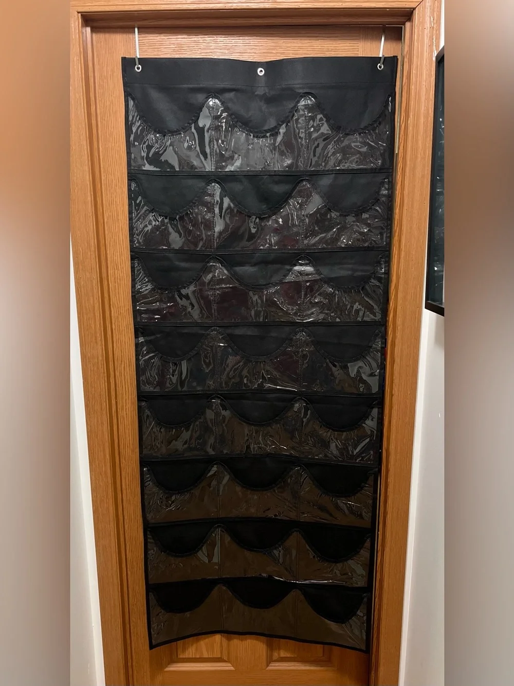 Black Over-the-Door Pocket Accessory Organizer - Clear Pockets